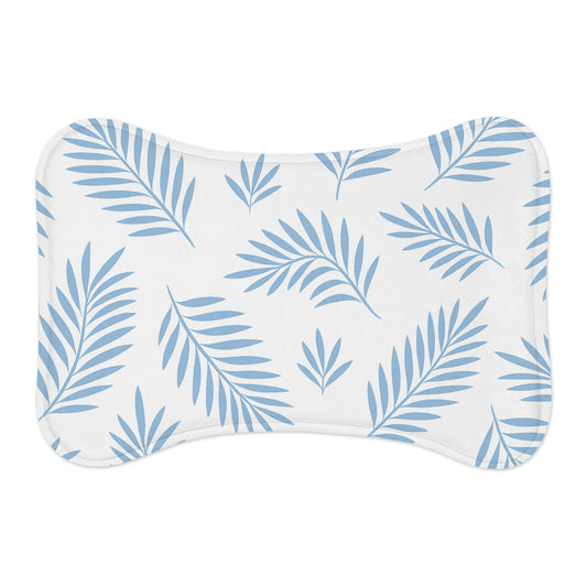 Blue Palm Leaf Bone-Shaped Pet Feeding Mat