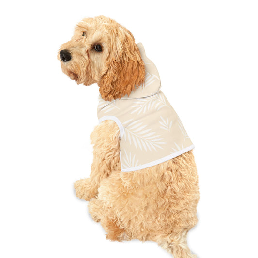 Beige Palm Leaf Dog Hoodie – Subtle, Stylish, and Soothing